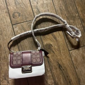 Burgundy Jacquard Coach Purse
